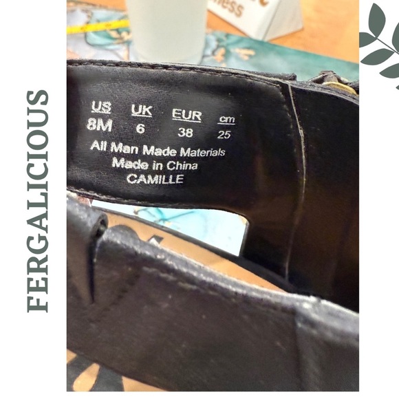 🛍️3/$40 Fergalicious by Fergie Black Camille Block Heeled Sandals Open Toe – 8M - Picture 7 of 7